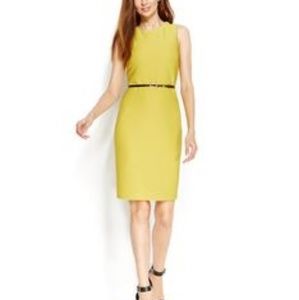 Yellow Calvin Klein belt dress